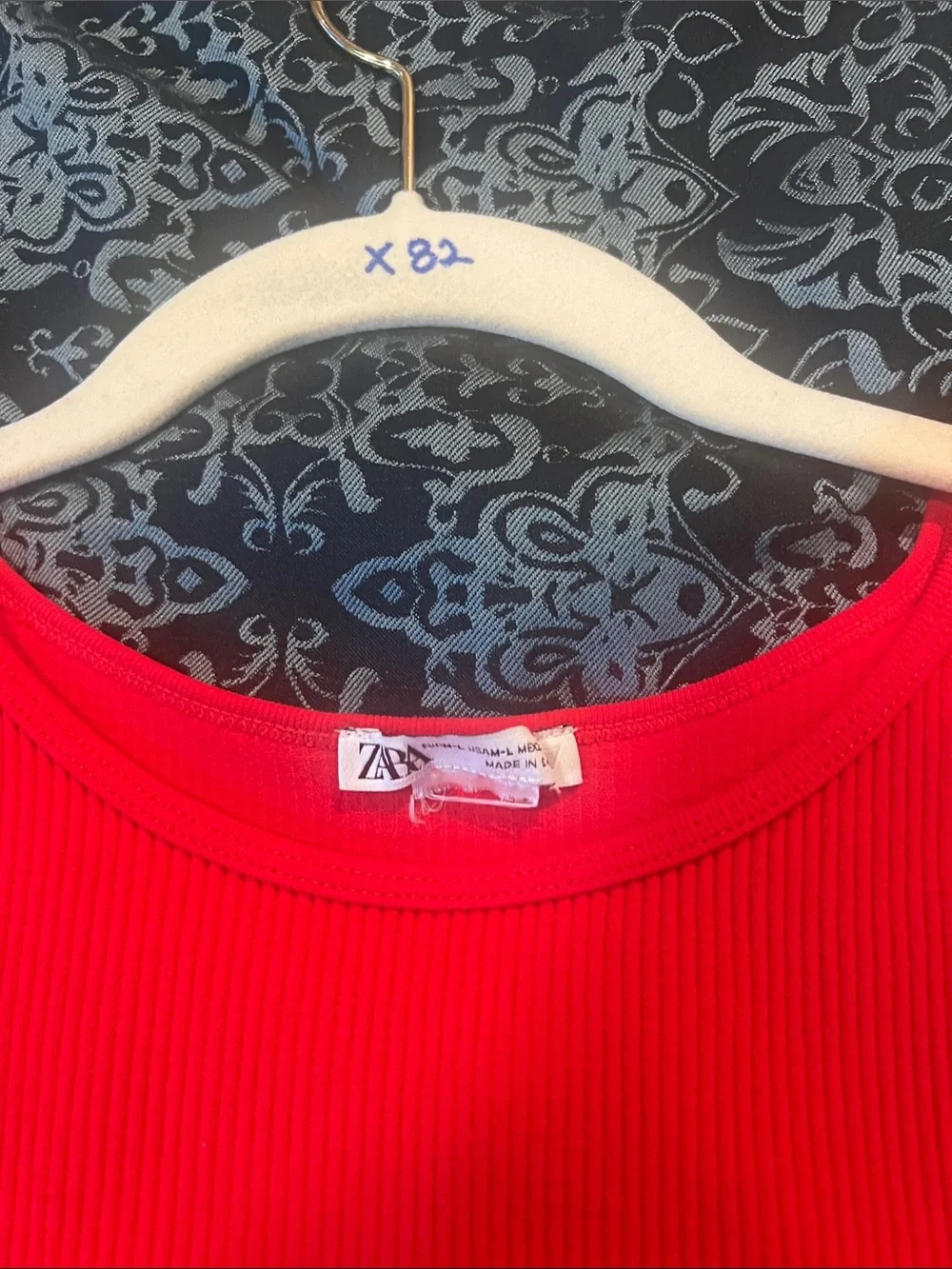 Zara Ribbed Crop Tank Top - Red - Picture 4 of 6